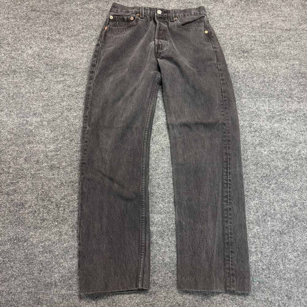 Vintage Levi’s 501 Faded Black Denim Distressed Jeans 28x27 Made In USA Womens
